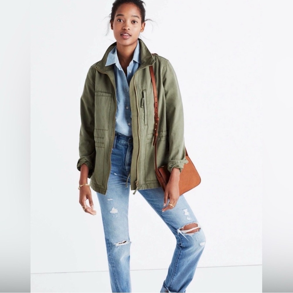 Madewell Women's Jacket Utility Military Fleet Jacket Army Olive
Green Small - Picture 14 of 16